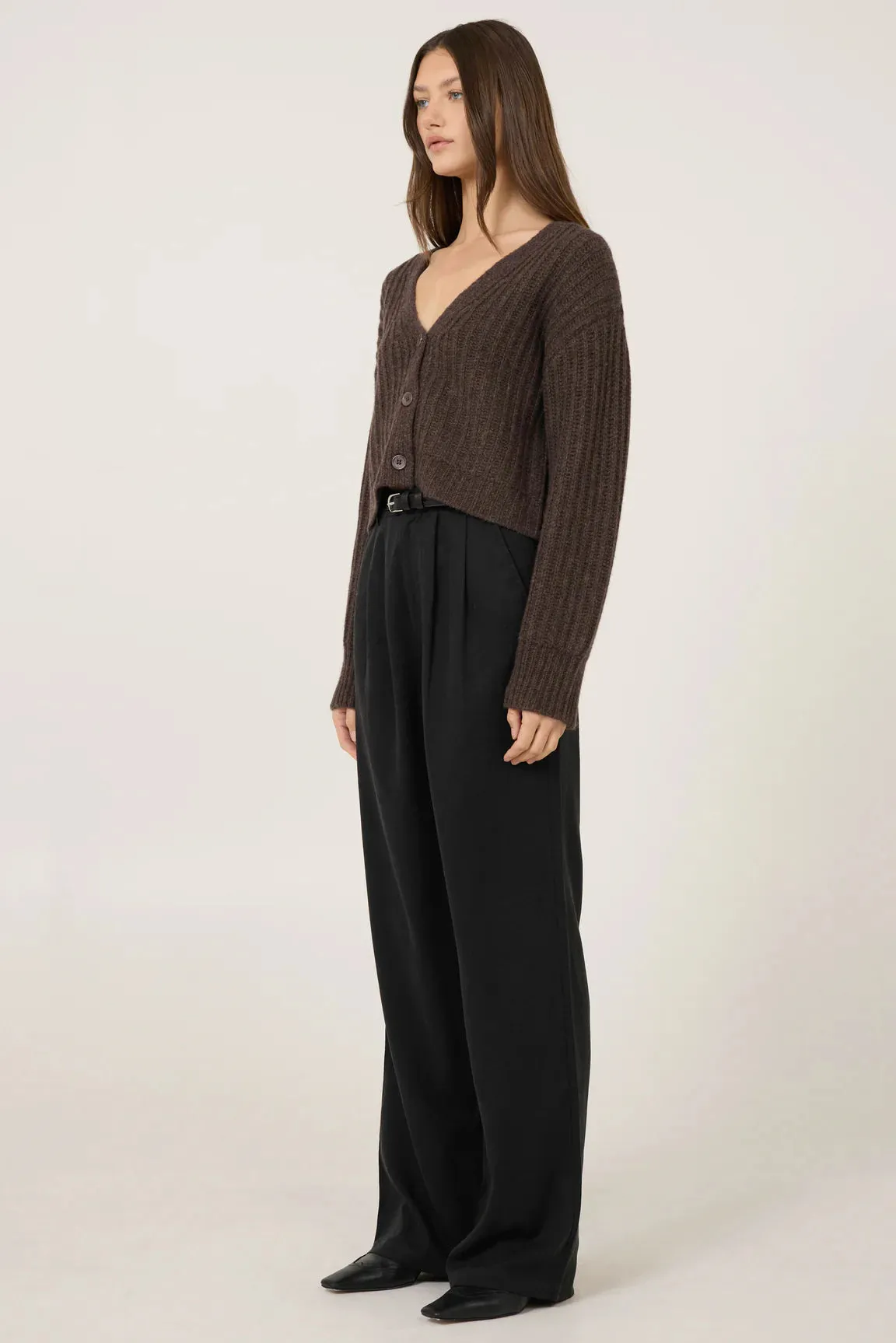 One Grey Day Polly Cashmere Cardigan | Coffee