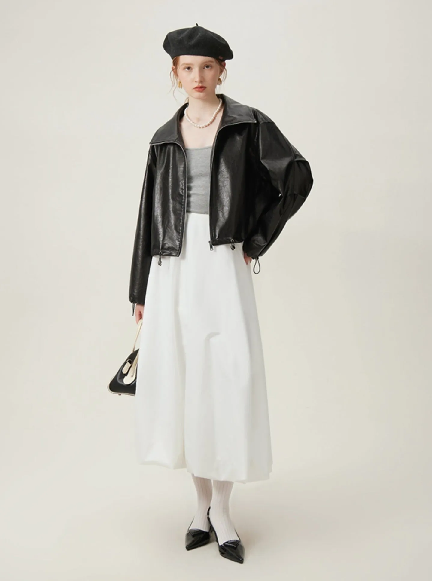 Oversized Leather Bomber Jacket