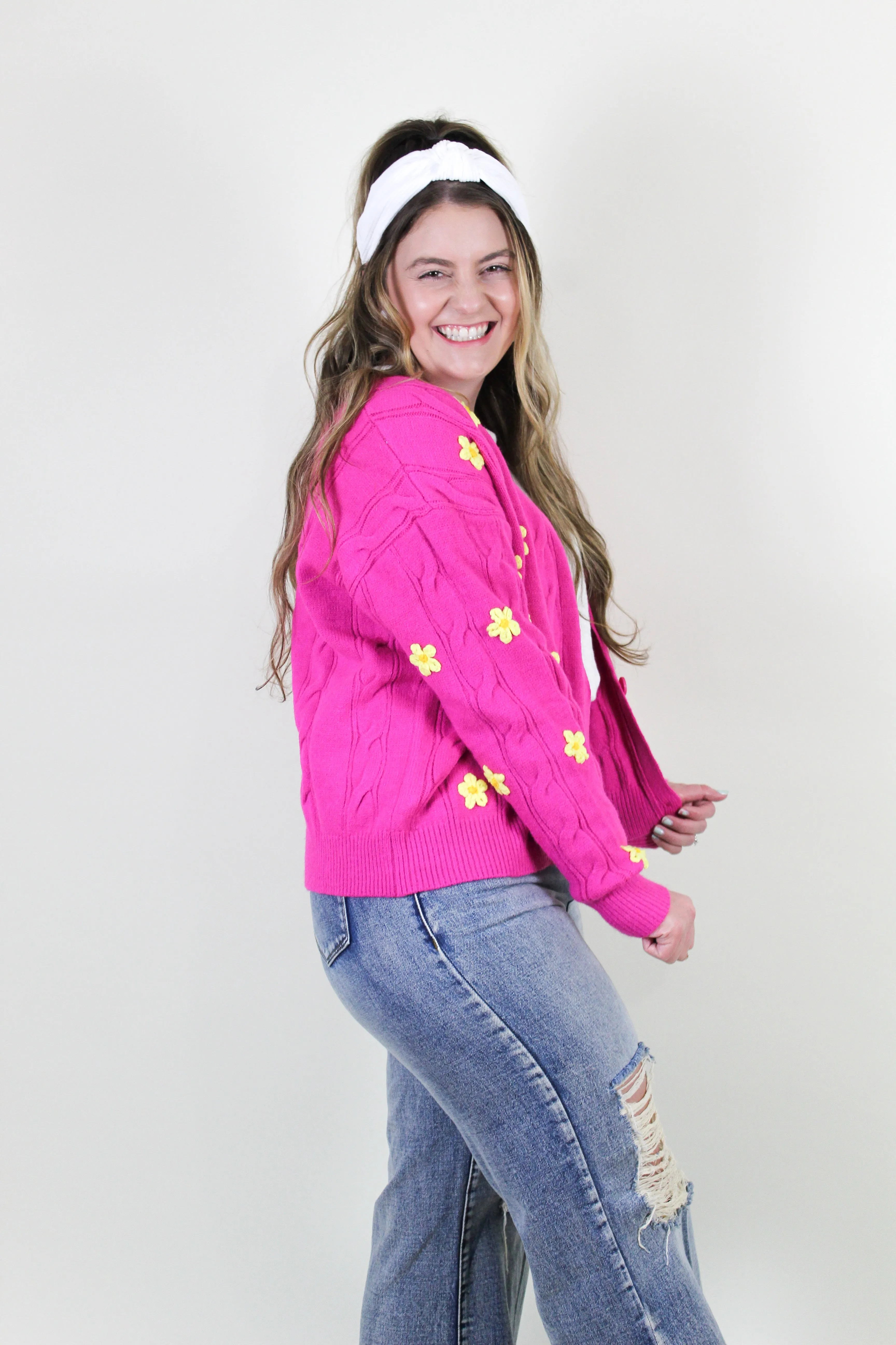 Pink Lemonade 3D Floral Sweater