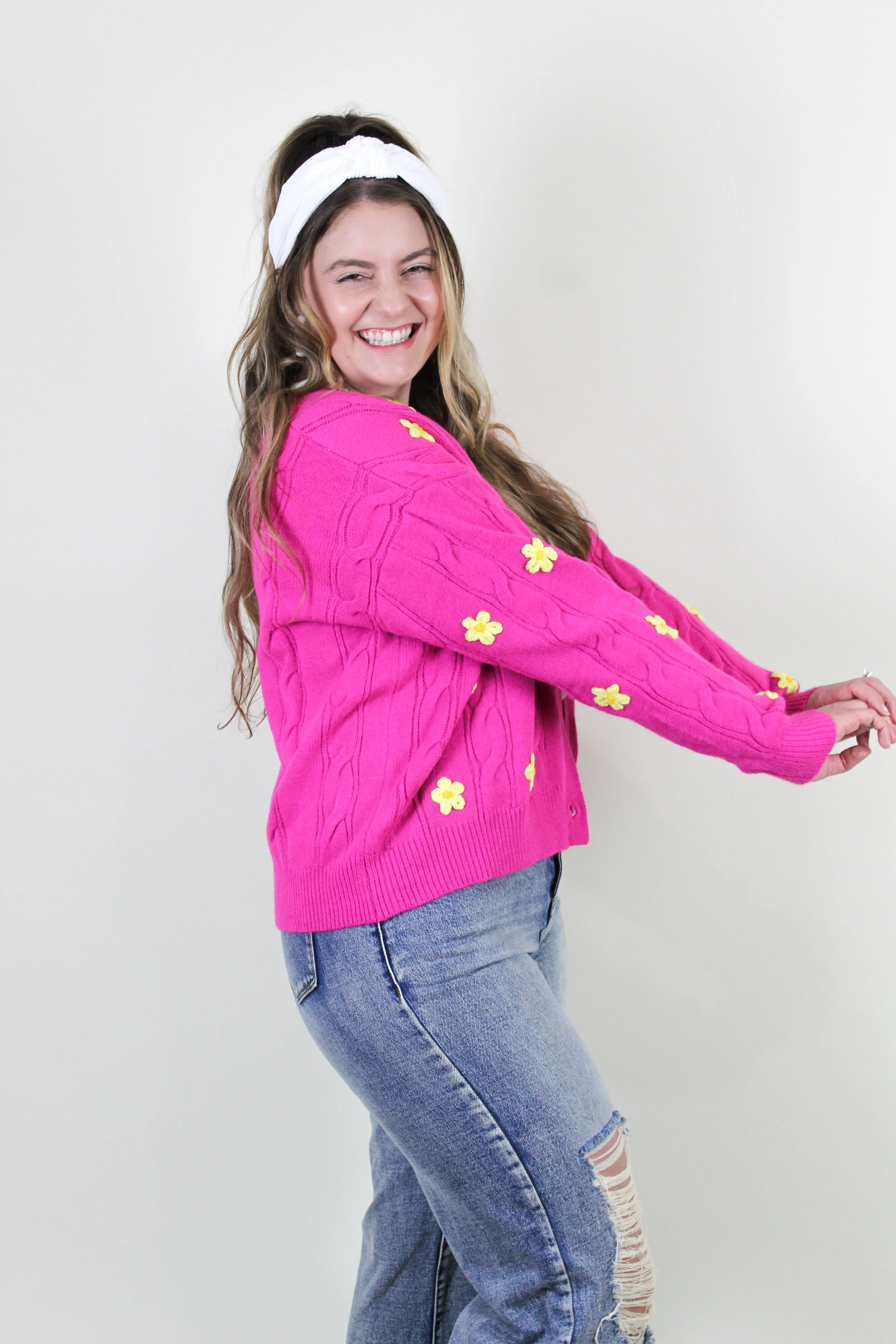 Pink Lemonade 3D Floral Sweater