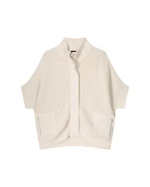 Poncho Cardigan With Press Buttons and Pockets