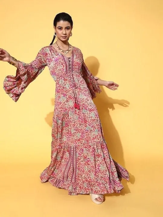 Pretty Pink Indian Maxi Dress