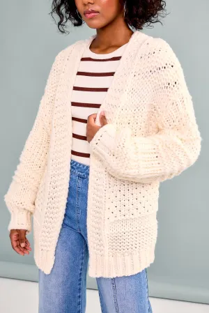 "November Chill" Cream Knit Oversized Cardigan