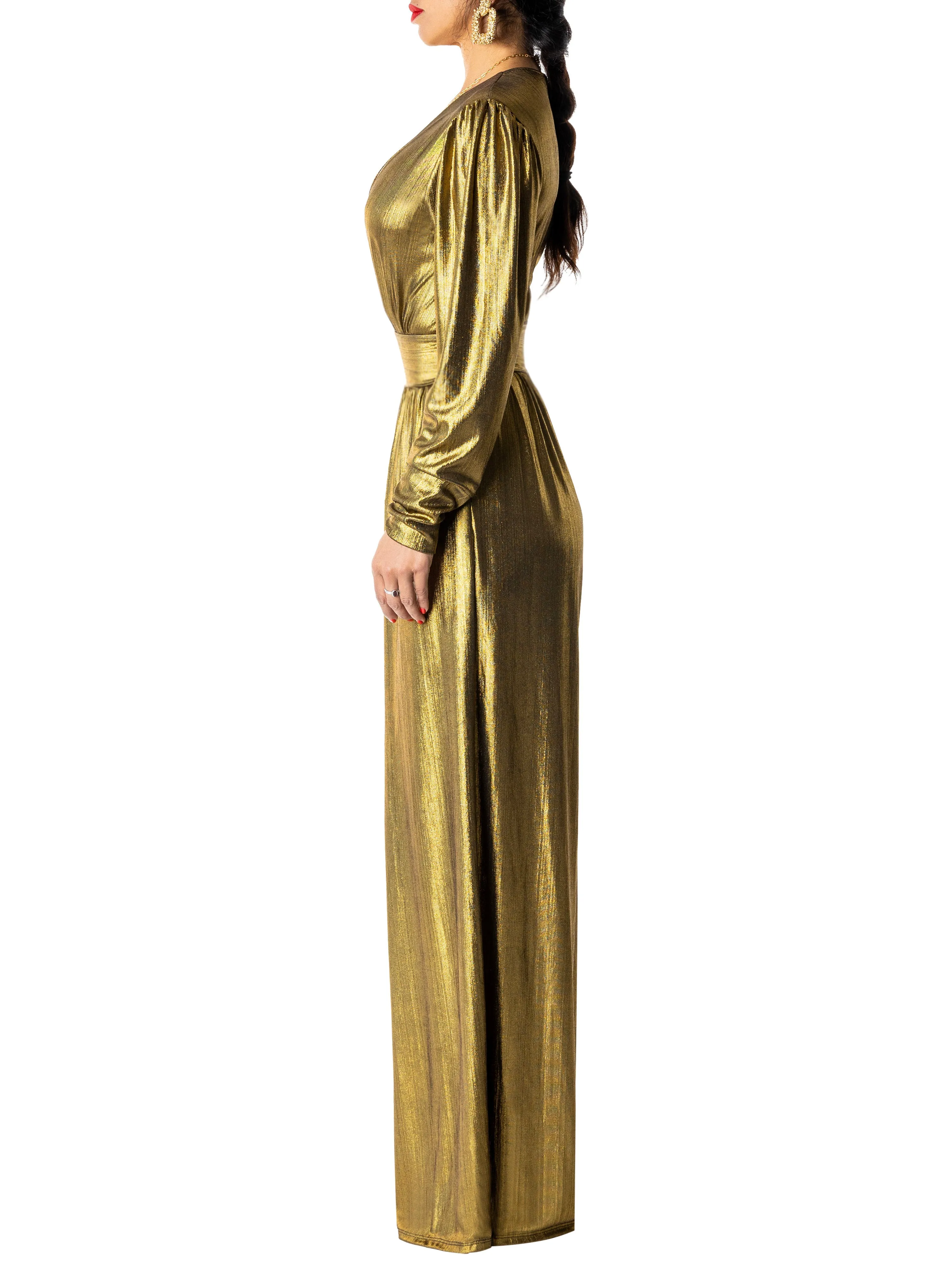 "Sparkles" Gold V-Neck Jumpsuit