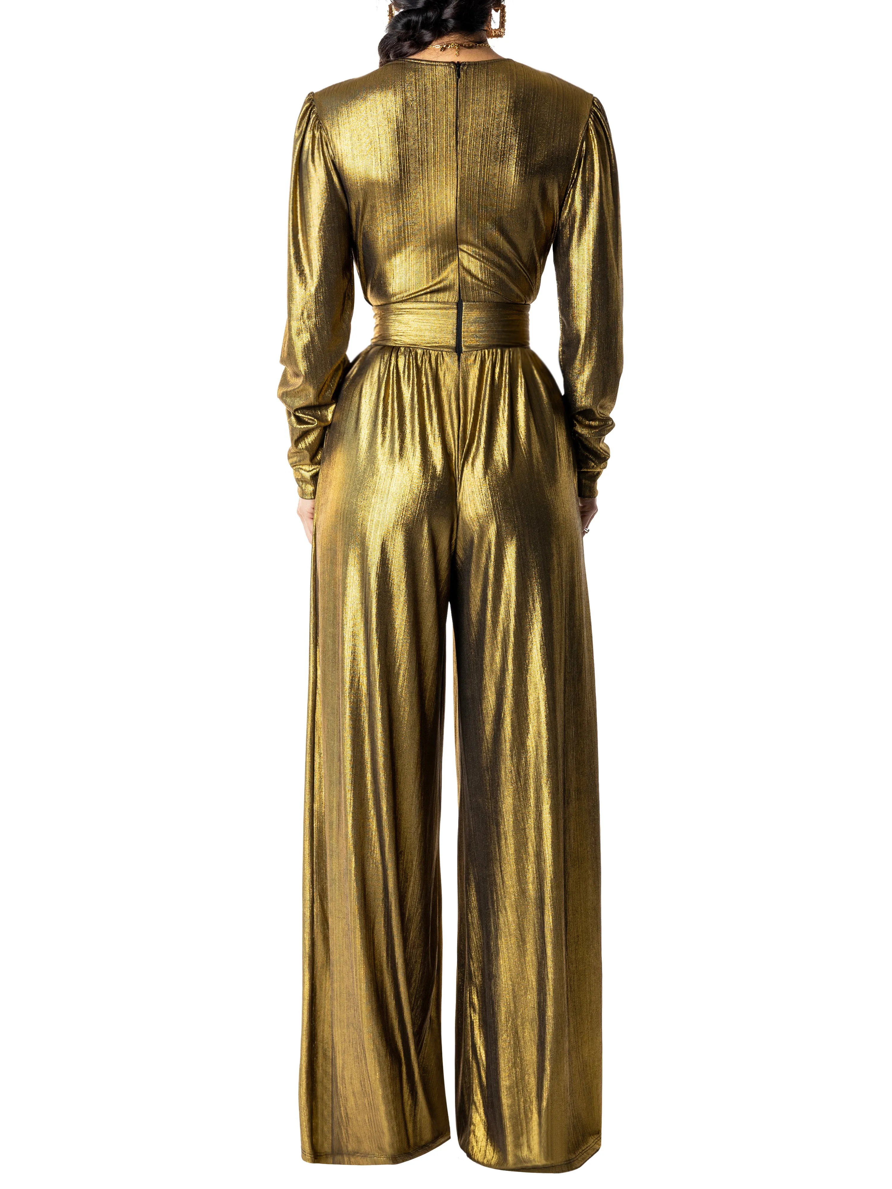 "Sparkles" Gold V-Neck Jumpsuit