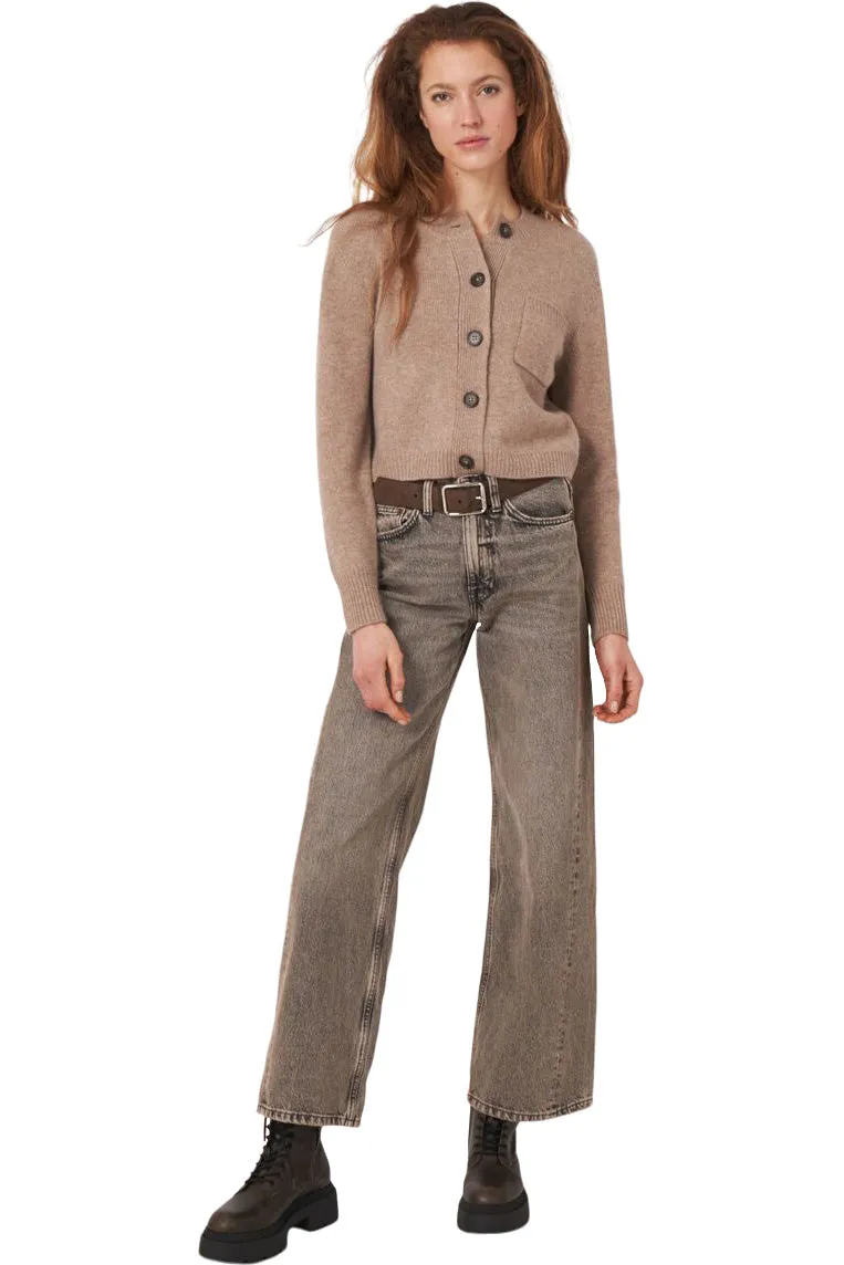 Repeat Cashmere Chunky Knit Cardigan in Taupe