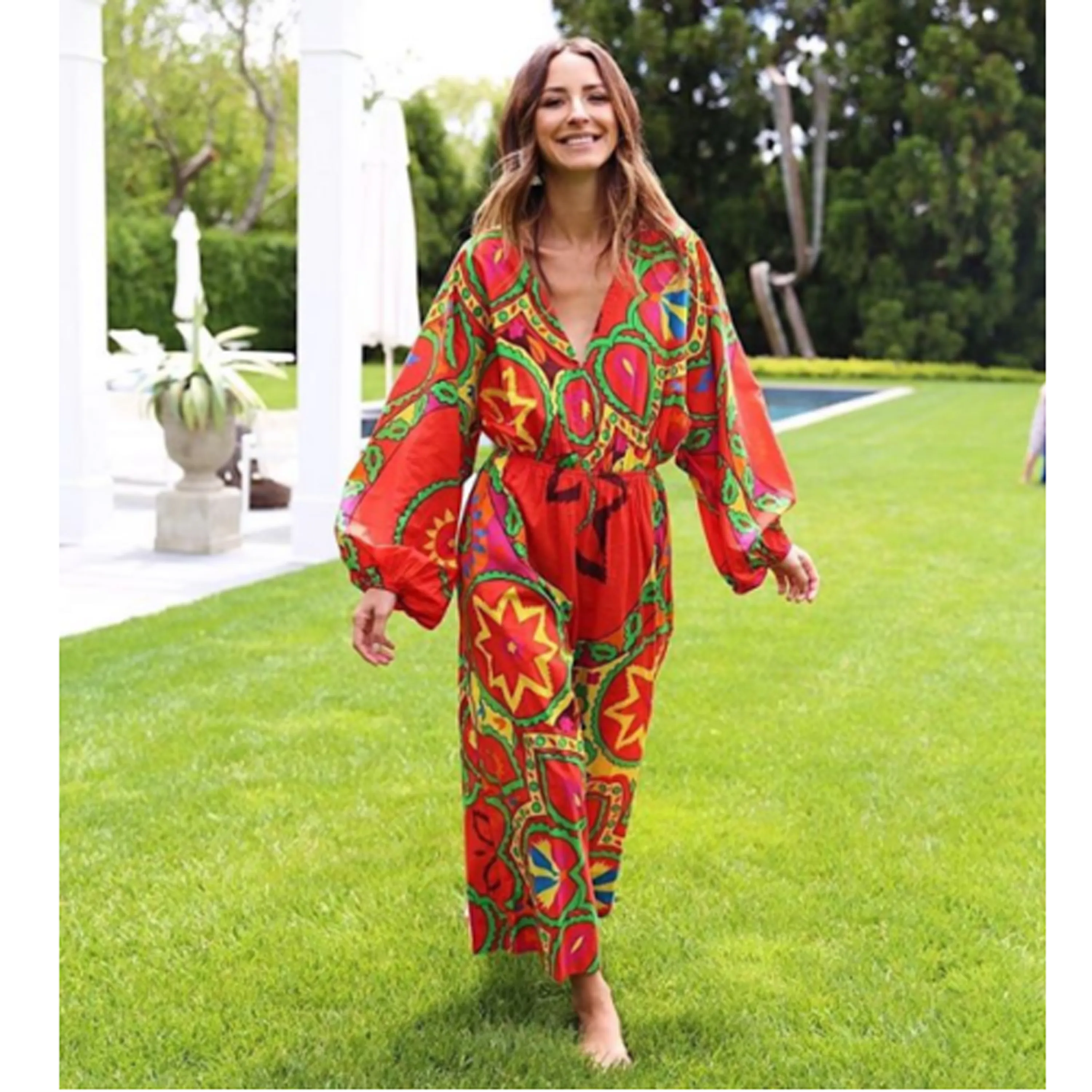 Rhode Resort Blake Printed Wide Leg Jumpsuit Dress