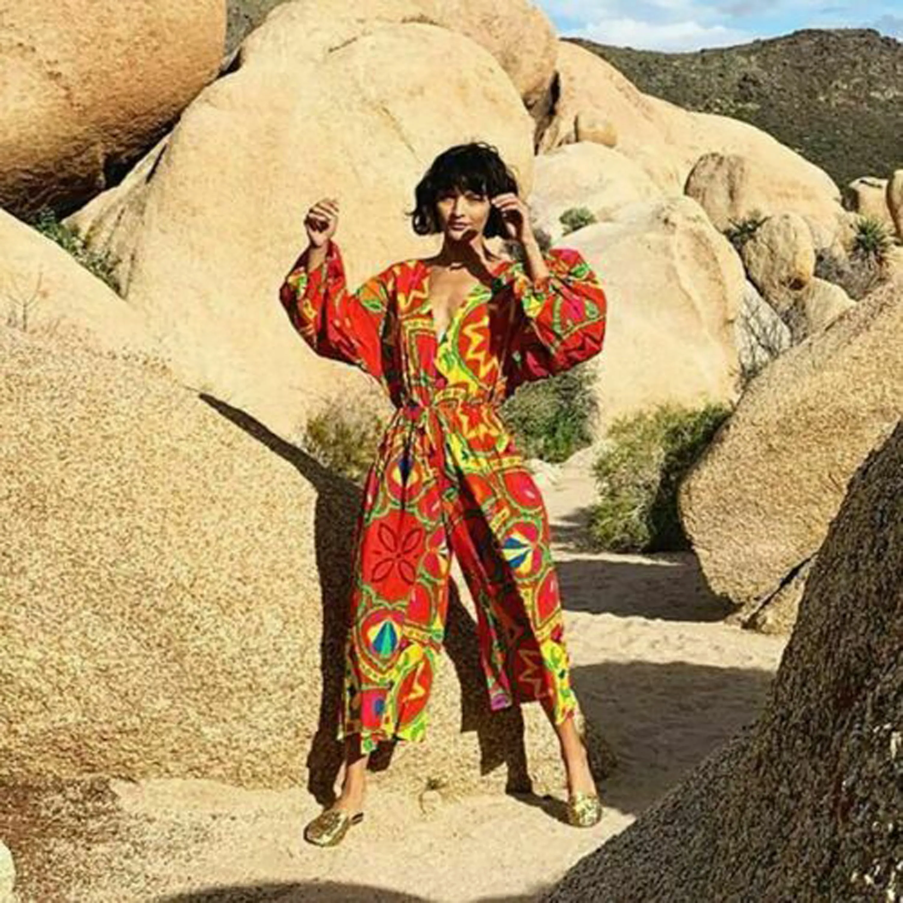 Rhode Resort Blake Printed Wide Leg Jumpsuit Dress