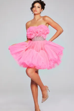 Rosette Short Strapless A-line Dress by Jovani 40186