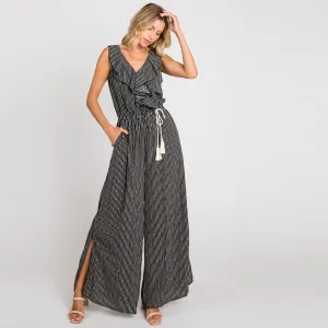 Ruffled V-Neck Sleeveless Jumpsuit