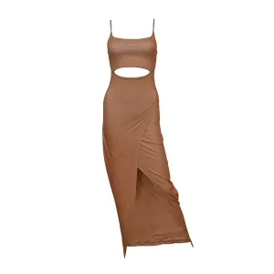 Selena Modal Cutout Slit Dress - Copper