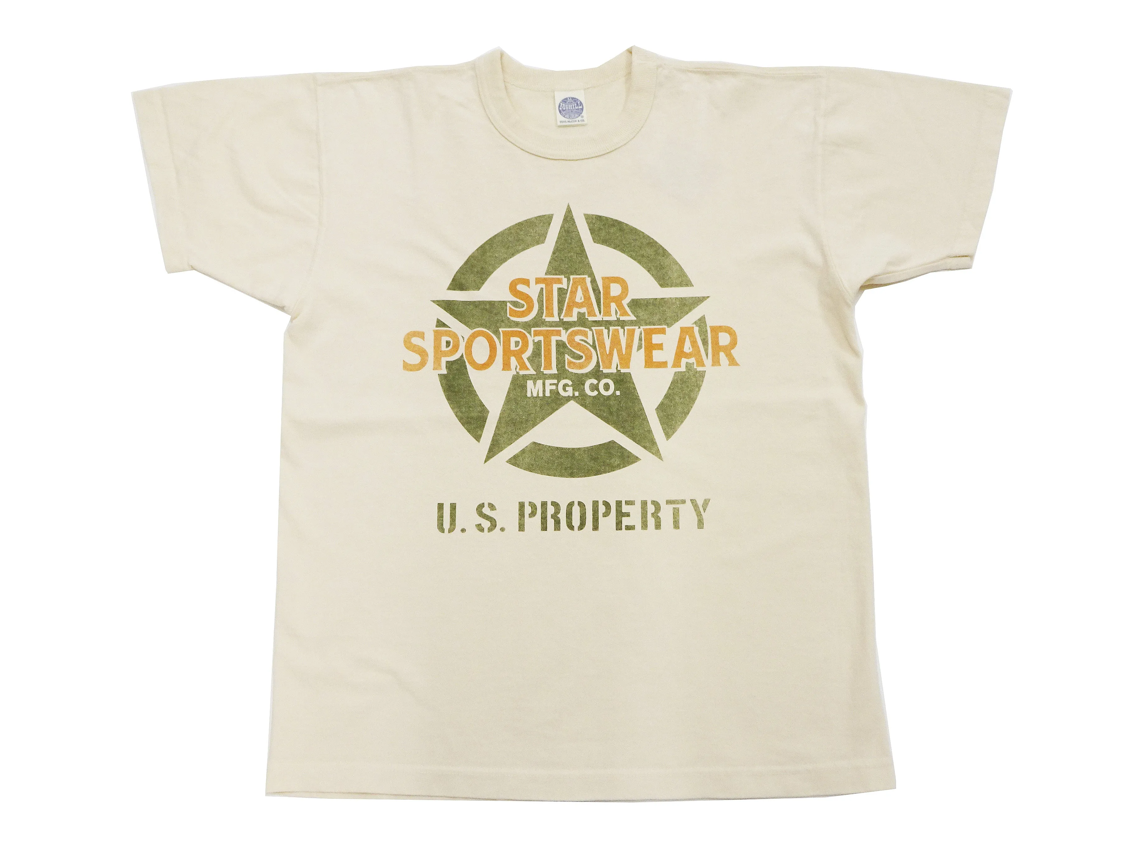 TOYS McCOY T-Shirt Men's Star Sportwear Logo Graphic Garment-Dyed Heavyweight Short Sleeve Loopwheel Tee TMC2324 040 Faded-Natural