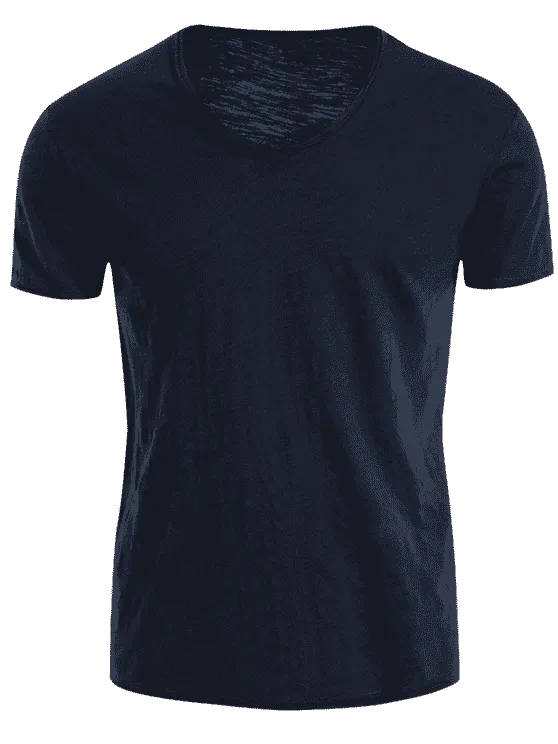 Trendy Mens V Neck Cotton Basic Tee