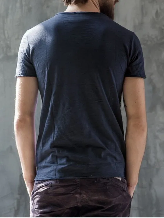 Trendy Mens V Neck Cotton Basic Tee