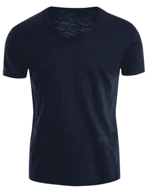 Trendy Mens V Neck Cotton Basic Tee