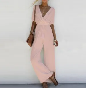V-Neck Wide Legs Jumpsuit