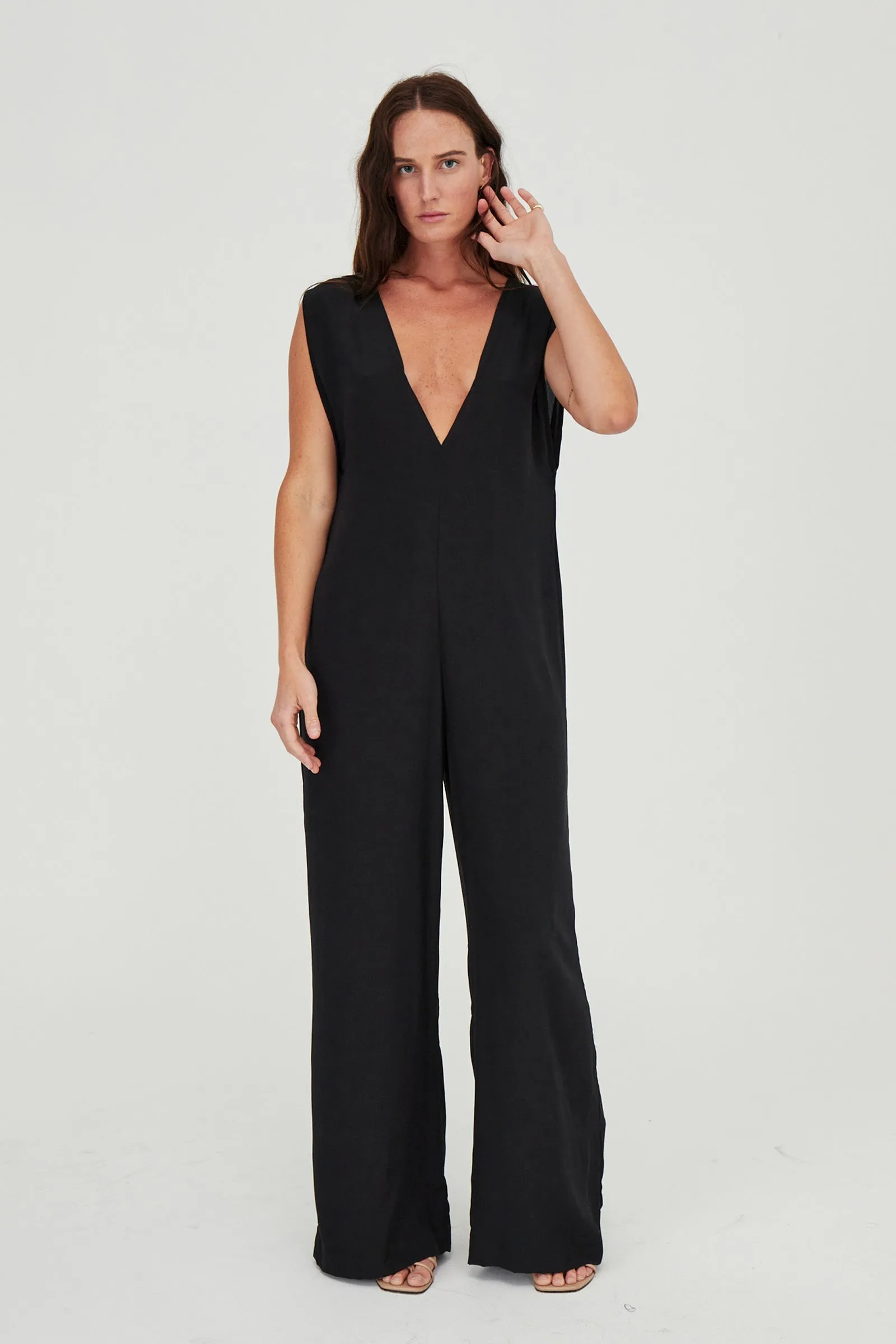 Valentina Silk Jumpsuit Black