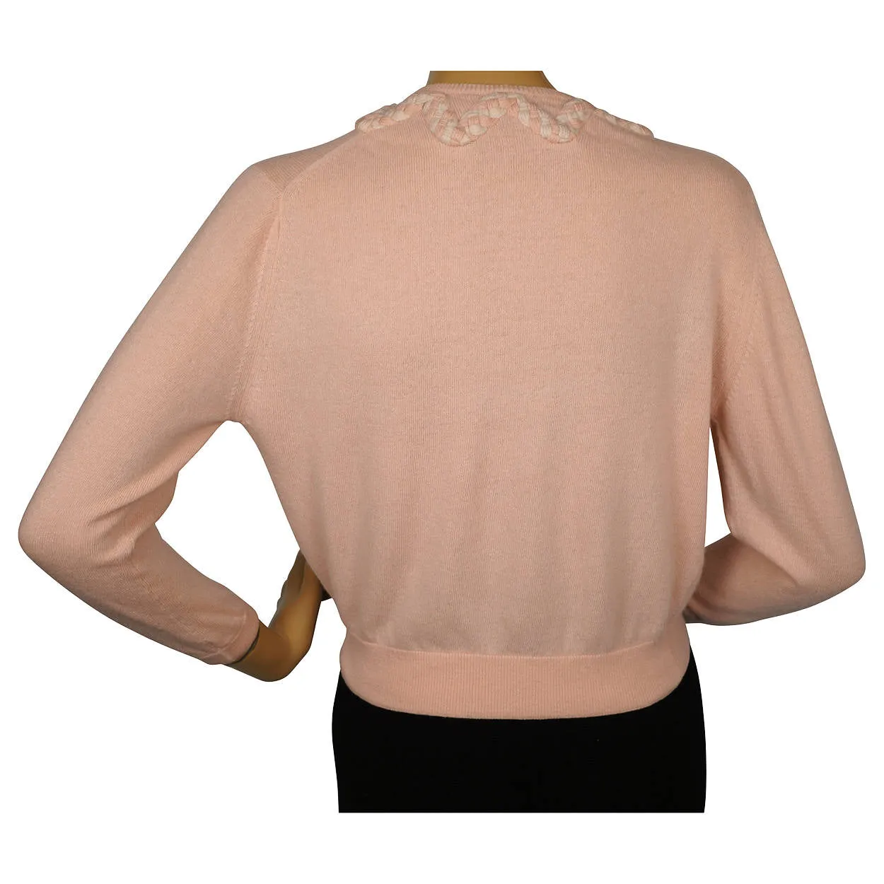 Vintage 1960s Ballantyne Scottish Cashmere Sweater Pink Cardigan Ladies M