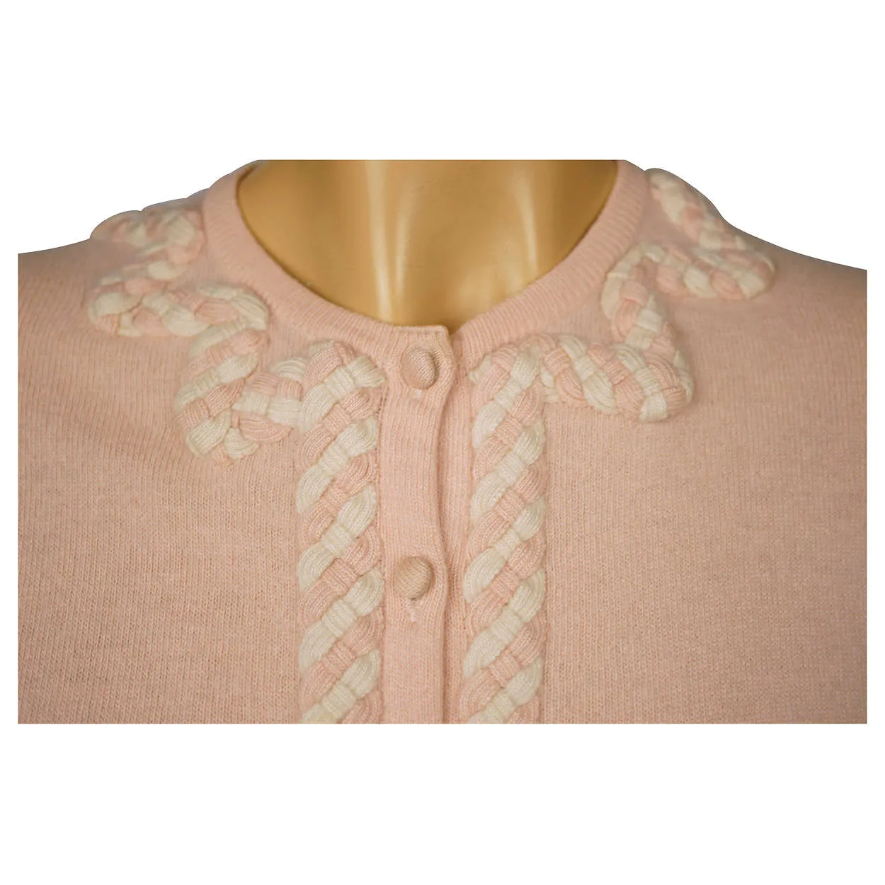 Vintage 1960s Ballantyne Scottish Cashmere Sweater Pink Cardigan Ladies M