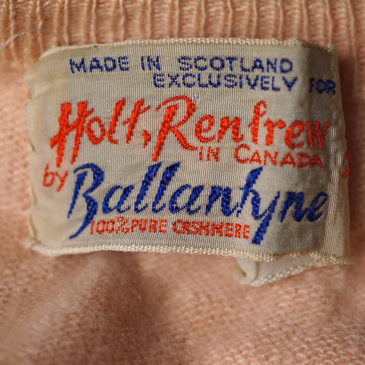 Vintage 1960s Ballantyne Scottish Cashmere Sweater Pink Cardigan Ladies M