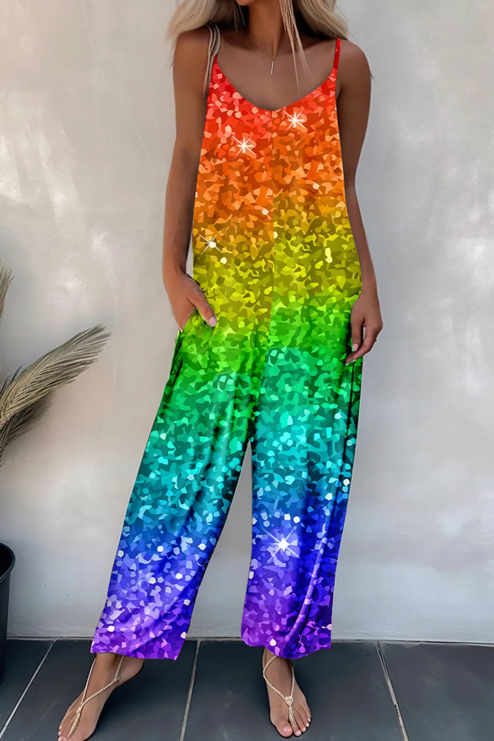 Women's Ombre Multicolor  Graphic Casual Jumpsuits