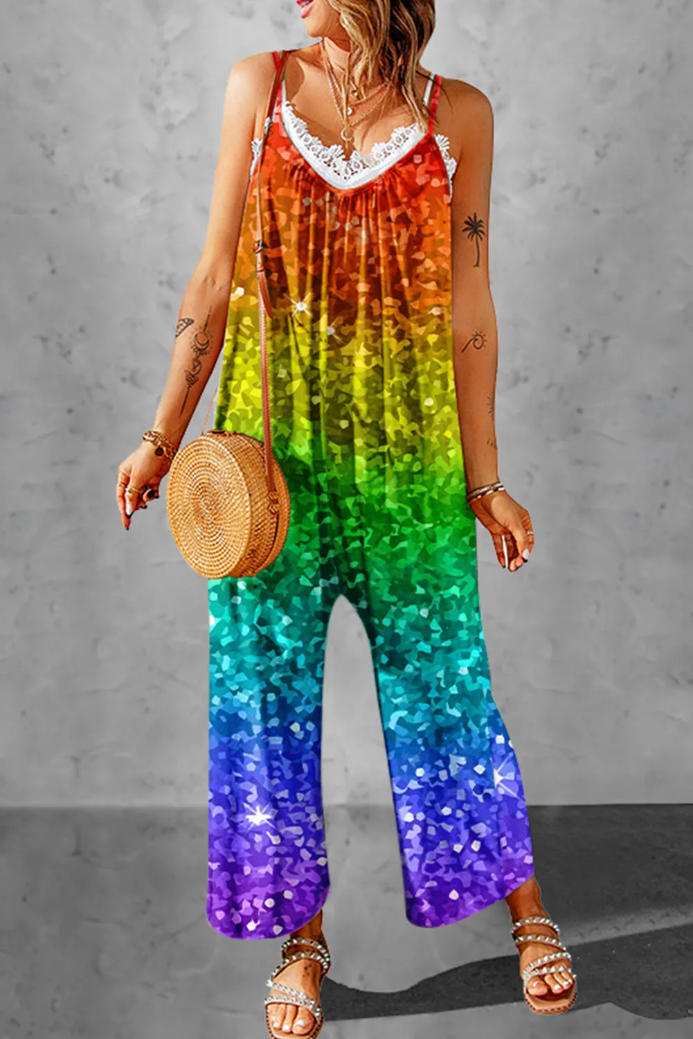 Women's Ombre Multicolor  Graphic Casual Jumpsuits